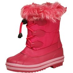 Norty Toddler, Little and Big Boy's and Girl's Snow Boots, Let your kids frolic in the snow or wet ground when it's colder out and stay dry, Side zipper for easy on and off with a lace front featuring an adjustable toggle closure, The black and royal colors have an adjustable front strap and not zipper. Fleece lined boot gives then extra warmth and comfort in the cold weather conditions, Rugged outsole for extra traction, All man made materials, Made in China, #43033 Size: medium.  Color: Pink. Kids Winter Boots, Boots Fur, Girls Snow Boots, Pink Snow, Kids Snow Boots, Insulated Boots, Royal Colors, Snow Boot, Girls Toddler