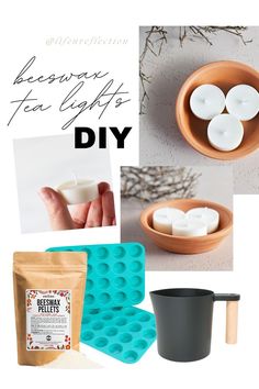 the ingredients for this diy include candles, tea lights and ice trays to make them look like they are floating