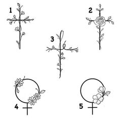 how to draw cross with flowers and leaves for beginners, step by step instructions