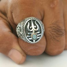 Check out this item in my Etsy shop https://www.etsy.com/listing/1192028202/shiva-lingam-om-shiva-ring-shiva-mens Spiritual Oxidized Finish Ring For Ceremonial Use, Symbolic Round Jewelry For Puja, Silver Spiritual Rings For Festivals, Spiritual Silver Rings For Festivals, Shiva Symbol, Shiva Ring, Shiva Trident, Om Shiva, Spiritual Ring