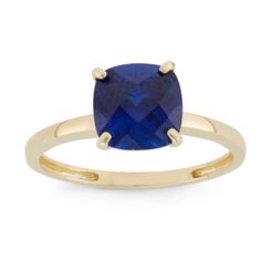 Square Cushion Lab Created Sapphire 10K Yellow Gold Ring 2.30ctw Goddess Attire, Cushion Cut Sapphire Ring, Sapphire Solitaire Ring, Yellow Gold Solitaire, Gold Cushions, Gold Solitaire Ring, Sapphire Solitaire, Pretty Jewelry, Sapphire Engagement