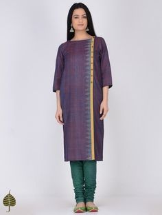 Purple Handloom Cotton Kurta with Woven Border by Jaypore Gota Patti Suits, Kurtas For Women, Kurta Design, Cotton Kurta, Kurta Designs, Latest Fashion Trends, Latest Fashion, Cold Shoulder Dress, High Neck Dress