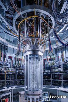 the inside of a server room with lots of wires