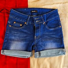 Denim Short Never Used Blue Stretch Jeans Short Length, Blue Stretch High-waisted Jean Shorts, Ink Blue, Denim Short, Blue Ink, Jean Shorts, Denim Shorts, Color Blue, Size 4