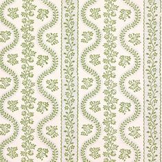 a green and white wallpaper pattern with vines on the side, in an ornate manner