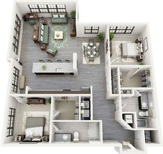 the floor plan of a two bedroom apartment