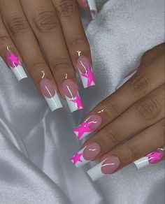 Mid Length Nails Acrylic Designs, Mid Acrylic Nails, Euphoria Acrylic Nails, Cute Frenchies Nails, Cool French Tips, 2000 Inspired Nails, Nail Inspo Coffin Medium, Nail Inspo Medium Length, Acrilyc Nails Ideas