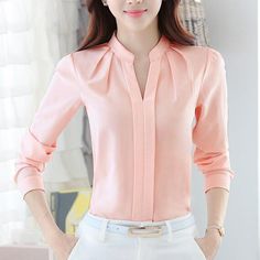 Elegant Solid Color Shirt For Spring, Solid Color Office Blouse For Spring, Solid Color Spring Office Blouse, Spring Office Wear Solid Color Shirt, Pink Fitted V-neck Shirt, Spring Solid Color Blouse For Work, Pink Solid Color Shirt For Workwear, Spring V-neck Office Wear Tops, Spring Office Wear V-neck Blouse