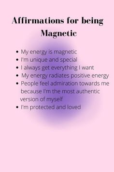 Affirmations 💗 Affirmations To Become Magnetic, Affirmation For Energy, Energy And Vibes Quotes, Radiant Energy Quotes, Affirmations To Be Magnetic, How To Have Magnetic Energy, Positive Energy Affirmations, Good Energy Affirmations, Magnetic Energy Quotes