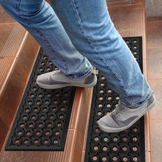 Our heavy duty rubber stair treads boasts a wide array of beautiful patterns and designs. These indoor and outdoor rubber stair treads are designed brilliantly to keep your family safe and your stairs clean for easy maintenance through all four seasons. Mud, dirt, water, and slush are no match for our stair treads which are low pile and completed with anti-skid rubber backing, allowing it to firmly stay in place and prevent falls. The quality-constructed pile and rubber backing makes these stair Rubber Stair Treads, Stair Mats, Stair Tread Rugs, Stair Tread, Outdoor Stairs, Black Holes, Fall Prevention, Stair Treads, Beautiful Patterns