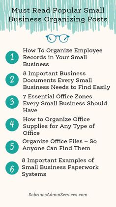 an info sheet with the words must read popular small business organizing posts