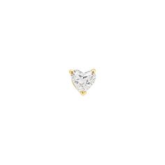 Mini Diamond Heart Threaded Flat Back Earring | .6GMS .3CT | Single Ear Party, Flat Back Earrings, Solid Gold Earrings, Heart Shaped Diamond, Mini Heart, Diamond Stud, Single Earring, Rose Gold Diamonds, Gold Plated Earrings