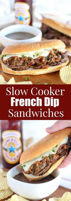 this slow cooker french dip sandwich is so easy to make