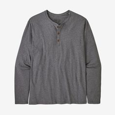 Patagonia Men's Lightweight Daily Henley Everyday Cotton Crew Neck Henley, Relaxed Fit Cotton Henley For Everyday, Relaxed Fit Cotton Henley For Layering, Cotton Relaxed Fit Henley For Fall, Relaxed Fit Cotton Henley For Fall, Cotton Relaxed Fit Henley With Henley Neckline, Cotton Henley For Everyday Wear, Gray Cotton Henley Neckline Top, Patagonia Long Sleeve Cotton Tops