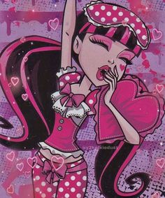 Cartoon Girl, A Cartoon, Monster High, Pink Hair, A Girl, Polka Dots, Dots, Hair