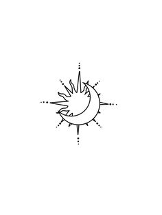 a black and white drawing of the sun