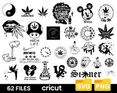 a bunch of stickers that are on the side of a white sheet with black ink