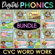 the cvc word work bundle for phonics includes several different words and pictures