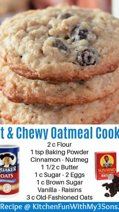 an advertisement for oatmeal cookies with chocolate chips and raisins on it