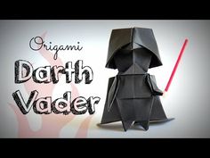 an origami darth vader paper toy with the words, origami darth vader