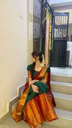 #pinterestinspired #trading #traditionalwear #sareelove Desi South Indian Aesthetic, Desi Party Wear Dresses, Traditional Langa Voni, Langa Voni Aesthetic, South Indian Langa Voni, Saree Styles South Indian, South Indian Saree Photoshoot, Telugu Saree Look, Indian Girls Outfit