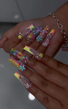 Junk Nails, Punk Nails, Hard Nails, Diy Acrylic Nails, Colorful Nails, Colored Acrylic Nails