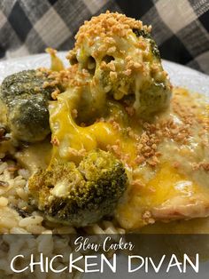 chicken and broccoli casserole on a white plate