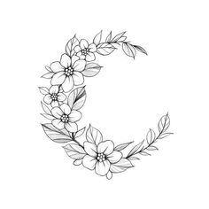 the letter c is made up of flowers and leaves