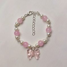 DM to buy 💌 instagram: beamijewelry Original design <3 Cute Charm Bracelets Diy, Cute Pink Bracelets, Pulseras Coquette, Braclate Ideas, Bracelet Inspo Beads, Jewelry Making Aesthetic, Aesthetic Beaded Bracelets, Coquette Bracelets, Aesthetic Bracelet Ideas