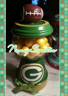 a green bay football gumper machine filled with candy