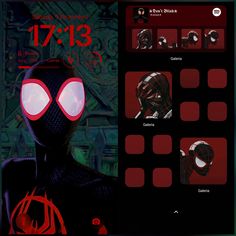 the spider man webpage is displayed with red and white lights on his face, which are