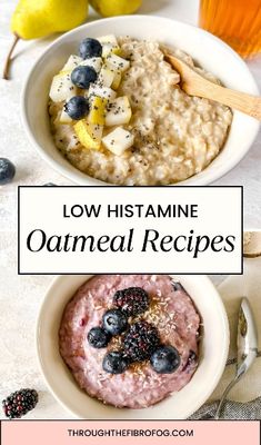 oatmeal recipe with blueberries and lemons in a bowl on the side