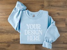 Gildan Sweatshirt, Sweatshirt Mockup, Oversized Crewneck, Gildan Sweatshirts, 1 Image, Carolina Blue, Presentation Design, Social Media Platforms, Flat Lay