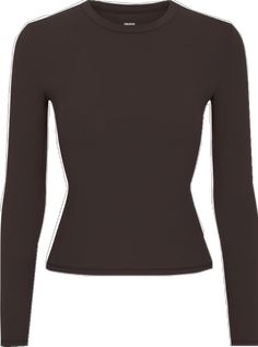 High Stretch Crew Neck Long Sleeve Top With Thumbholes, High Stretch Crew Neck Top With Thumbholes, High Stretch Long Sleeve Top For Layering, Second-skin Crew Neck Tops With Thumbholes, Long Sleeve Tops With Thumbholes, Long Sleeve Tops For Layering With Minimal Stretch, Long Sleeve Tops With Minimal Stretch For Layering, Long Sleeve Tops With Thumbholes And Minimal Stretch, Long Sleeve Top With Thumbholes And Minimal Stretch