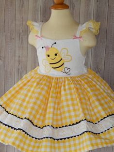 Bumble Bee Dress Bee Dress Bee Outfit Summer Dress - Etsy Cute Yellow Dress For Costume Party, Bumble Bee Dress, Bee Outfit, Baby Girls Dresses, Bee Dress, Baby Frocks Designs, Tutus For Girls