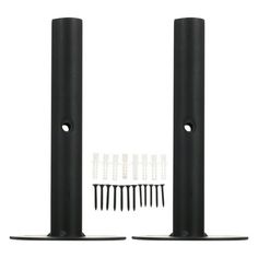 two black speakers with screws on each side