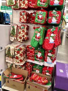 the christmas stockings are on display in the store