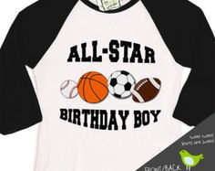 a white and black shirt that says, all star birthday boy