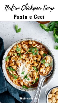 Italian Chickpea Soup Italian Chickpea Soup, Vegetarian One Pot, One Pot Italian, Pasta With Ricotta, Soup With Pasta, Soup Sunday, Lenten Recipes