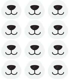 a set of black and white dog's nose shapes