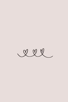 three hearts are connected to each other on a light pink background with the word love written in black ink