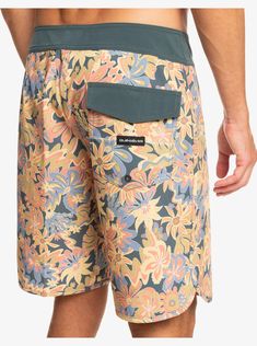 These florals can fly. Down the line that is. Backed with Quik's exclusive SurfSilk fabric and 4-way stretch, they're primed for the ride of your life. Get into the SurfSilk Scallop Boardshort for men and watch your surf style bloom. Features Eco-Conscious Fabric: 4-way stretch recycled polyester elastane blend fabric Sustainable SURFSILK fabric, tough on the outside, durable on the inside Coating: Plant-based hydrophobic coating Fit: Performance scallop fit Waist: Elastic back waistband Fly: Pe Surf Style, Recycle Plastic Bottles, Board Shorts, The Line, Surfing, For Men, Elastic