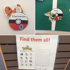 pokemon themed magnets are on display in the classroom, along with an advertisement for them