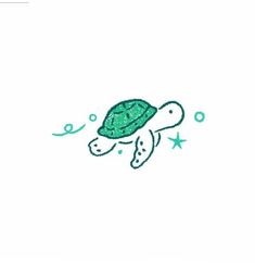 a drawing of a turtle swimming in the ocean