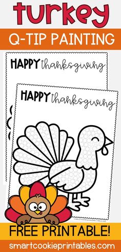 Image shows Turkey Q-Tip Painting Craft. (Free Printable) November Crafts Preschool, Turkey Crafts Preschool, November Preschool Activities, Turkey Art Projects, Turkey Crafts For Preschool, Kindergarten Thanksgiving Crafts, Craft Turkey, Thanksgiving Activity Sheets, Printable Thanksgiving Crafts