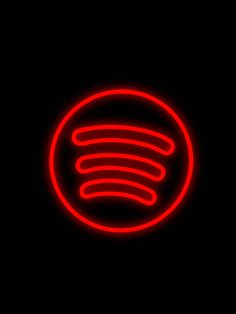 a red neon sign in the dark with an image of a sound wave on it