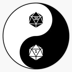 the yin symbol is shown in black and white, with an image of a diamond on top