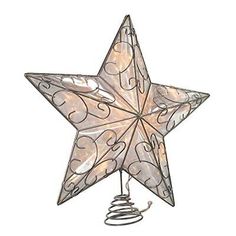 a star shaped light hanging from the ceiling