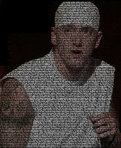 an image of a man with words all over him