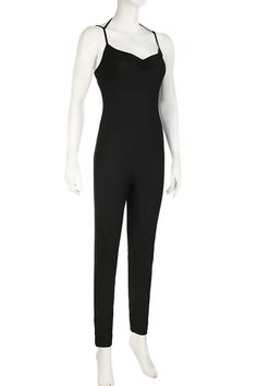 This sleeveless jumpsuit features suspenders and a daring backless design. The combination of suspenders and an open back creates a bold, stylish look perfect for making an impression. Details: Material: SPANDEX Fabric Type: POLYESTER Size (IN) Bust Waist Hip Thigh length Length S 27.56-31.50 22.44-26.38 29.53-33.46 16.93-20.87 46.46 M 29.13-33.07 24.02-27.95 31.10-35.04 17.72-21.65 47.24 L 30.71-34.65 25.59-29.53 32.68-36.61 18.50-22.44 48.03 Black Fitted Jumpsuits And Rompers With Spaghetti Straps, Fitted Black Jumpsuits And Rompers With Spaghetti Straps, Fitted Black Jumpsuit With Spaghetti Straps, Black Fitted Jumpsuit With Spaghetti Straps, Chic Stretch Bodysuit Overall, Chic Stretch Overall Bodysuit, Chic Stretch Strapless Jumpsuit, Black High Stretch Backless Jumpsuit/romper, Black High Stretch Backless Jumpsuit